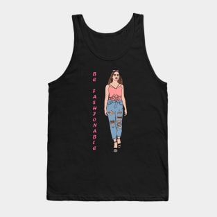 woman line art pretty fashionable Tank Top